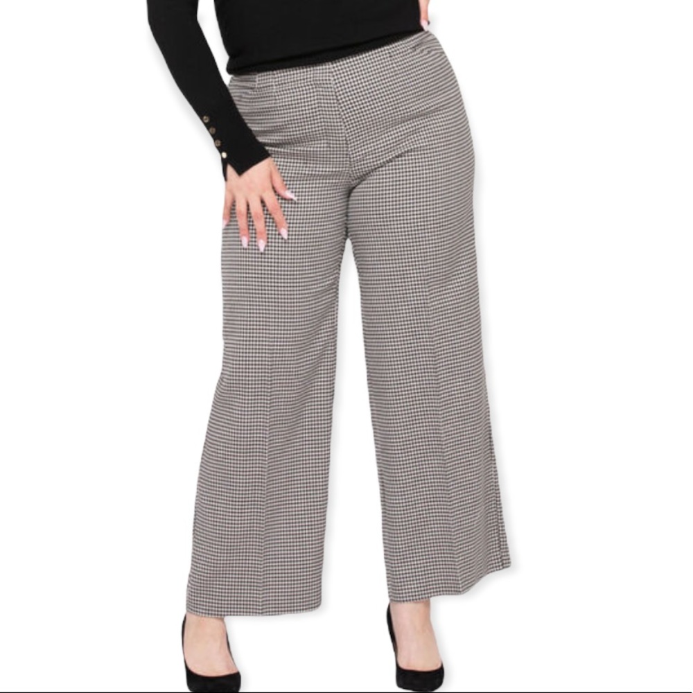 Plus Size 16 Houndstooth Wide Leg Pant